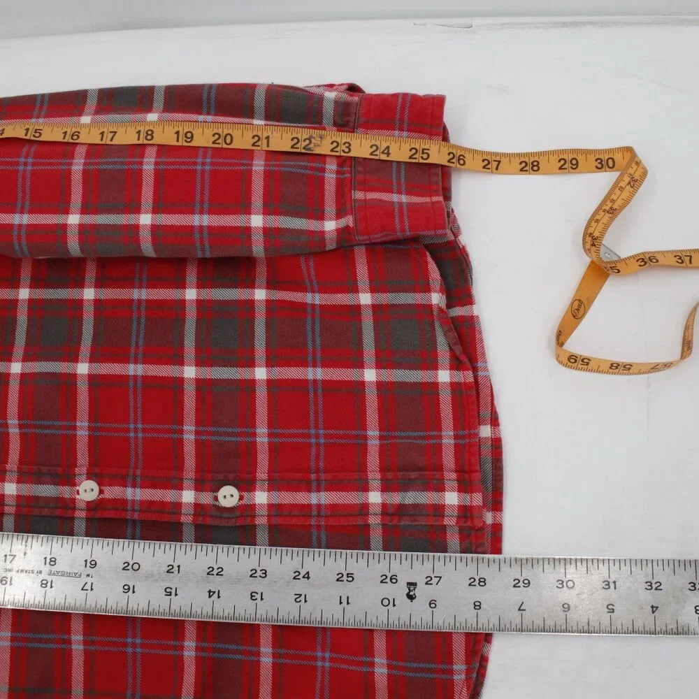 J Crew Shirt Mens Medium Flannel Button Up Long Sleeve Red Plaid Cotton sporting